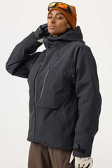 Women's Army Green Face Vented Multi-pocket Fully Waterproof Snow Jacket