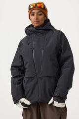 Women's Army Green Face Vented Multi-pocket Fully Waterproof Snow Jacket