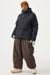 Women's Army Green Face Vented Multi-pocket Fully Waterproof Snow Jacket