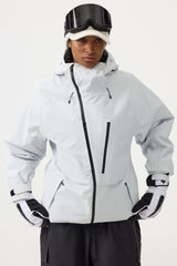 Women's Army Green Face Vented Multi-pocket Fully Waterproof Snow Jacket