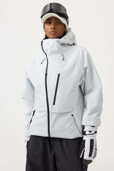 Women's Army Green Face Vented Multi-pocket Fully Waterproof Snow Jacket