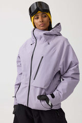 Women's Army Green Face Vented Multi-pocket Fully Waterproof Snow Jacket