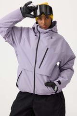 Women's Army Green Face Vented Multi-pocket Fully Waterproof Snow Jacket