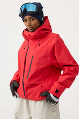 Women's Army Green Face Vented Multi-pocket Fully Waterproof Snow Jacket