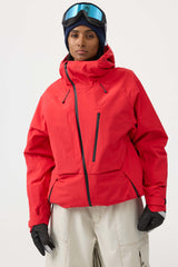 Women's Army Green Face Vented Multi-pocket Fully Waterproof Snow Jacket