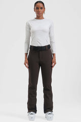 Women's White Wearable Slim Fit Fleece-lined Ski Pants
