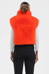 Women's Black Faux Fur Shirred Hem Ski Vest