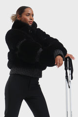 Elegant Women's Red Faux Fur Slim Fit Ski Jacket