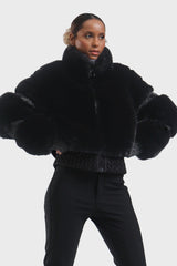 Elegant Women's Red Faux Fur Slim Fit Ski Jacket