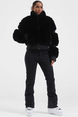 Elegant Women's Red Faux Fur Slim Fit Ski Jacket