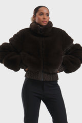 Elegant Women's Red Faux Fur Slim Fit Ski Jacket