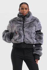 Elegant Women's Red Faux Fur Slim Fit Ski Jacket