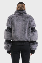 Elegant Women's Red Faux Fur Slim Fit Ski Jacket