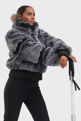 Elegant Women's Red Faux Fur Slim Fit Ski Jacket