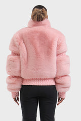 Elegant Women's Red Faux Fur Slim Fit Ski Jacket