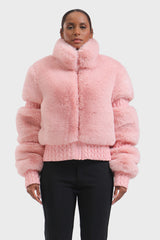 Elegant Women's Red Faux Fur Slim Fit Ski Jacket