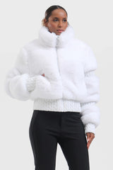 Elegant Women's Red Faux Fur Slim Fit Ski Jacket