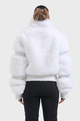 Elegant Women's Red Faux Fur Slim Fit Ski Jacket