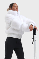 Elegant Women's Red Faux Fur Slim Fit Ski Jacket
