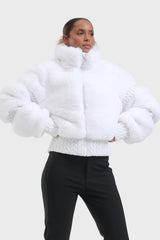 Elegant Women's Red Faux Fur Slim Fit Ski Jacket