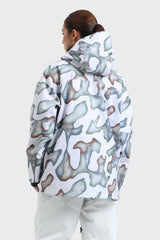 Women's Marble Pattern Multifunctional Waterproof Insulated Snow Jacket