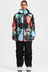 Women's Marble Pattern Multifunctional Waterproof Insulated Snow Jacket