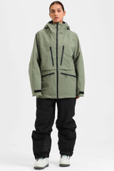 Women's Marble Pattern Multifunctional Waterproof Insulated Snow Jacket
