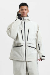 Men's Off White Multifunctional Waterproof Insulated Snow Jacket