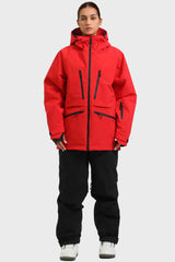 Women's Marble Pattern Multifunctional Waterproof Insulated Snow Jacket