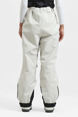 Pantalones de nieve holgados con aislamiento de color café para mujer con tirantes desmontables 