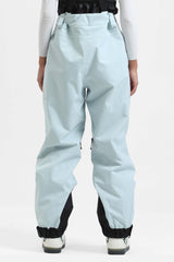 Pantalones de nieve holgados con aislamiento de color café para mujer con tirantes desmontables 