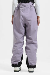 Pantalones de nieve holgados con aislamiento de color café para mujer con tirantes desmontables 