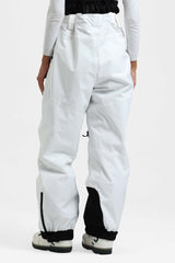 Pantalones de nieve holgados con aislamiento de color café para mujer con tirantes desmontables 