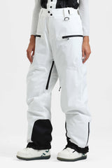 Pantalones de nieve holgados con aislamiento de color café para mujer con tirantes desmontables 