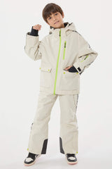 Kids' Off White Sporty Logo Tape Waterproof Insulated Snow Jacket