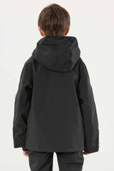 Kids' Black Sporty Logo Tape Waterproof Insulated Snow Jacket