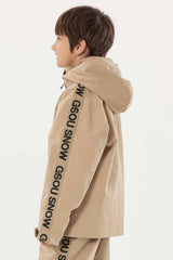 Kids' Khaki Sporty Logo Tape Waterproof Insulated Snow Jacket
