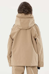 Kids' Khaki Sporty Logo Tape Waterproof Insulated Snow Jacket