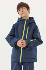 Kids' Khaki Sporty Logo Tape Waterproof Insulated Snow Jacket
