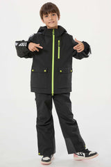 Kids’ Navy Blue Insulated Snow Pants with Suspenders