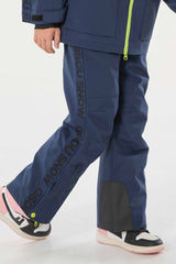Kids’ Off White Insulated Snow Pants with Suspenders