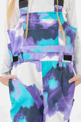 Girls’ Blue Tie-dye Reflective Durable Workwear Snow Bibs