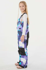 Girls’ Blue Tie-dye Reflective Durable Workwear Snow Bibs