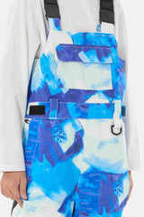 Boys’ Blue Tie-dye Reflective Durable Workwear Snow Bibs