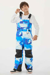 Boys’ Purple Tie-dye Reflective Durable Workwear Snow Bibs