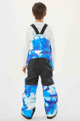 Boys’ Army Green Reflective Durable Workwear Snow Bibs