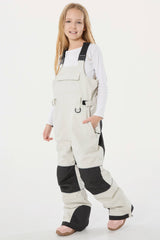 Girls’ Army Green Reflective Durable Workwear Snow Bibs