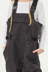 Girls’ Black Reflective Durable Workwear Snow Bibs