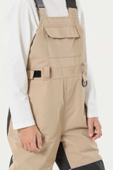 Boys’ Khaki Reflective Durable Workwear Snow Bibs