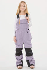 Girls’ Purple Tie-dye Reflective Durable Workwear Snow Bibs
